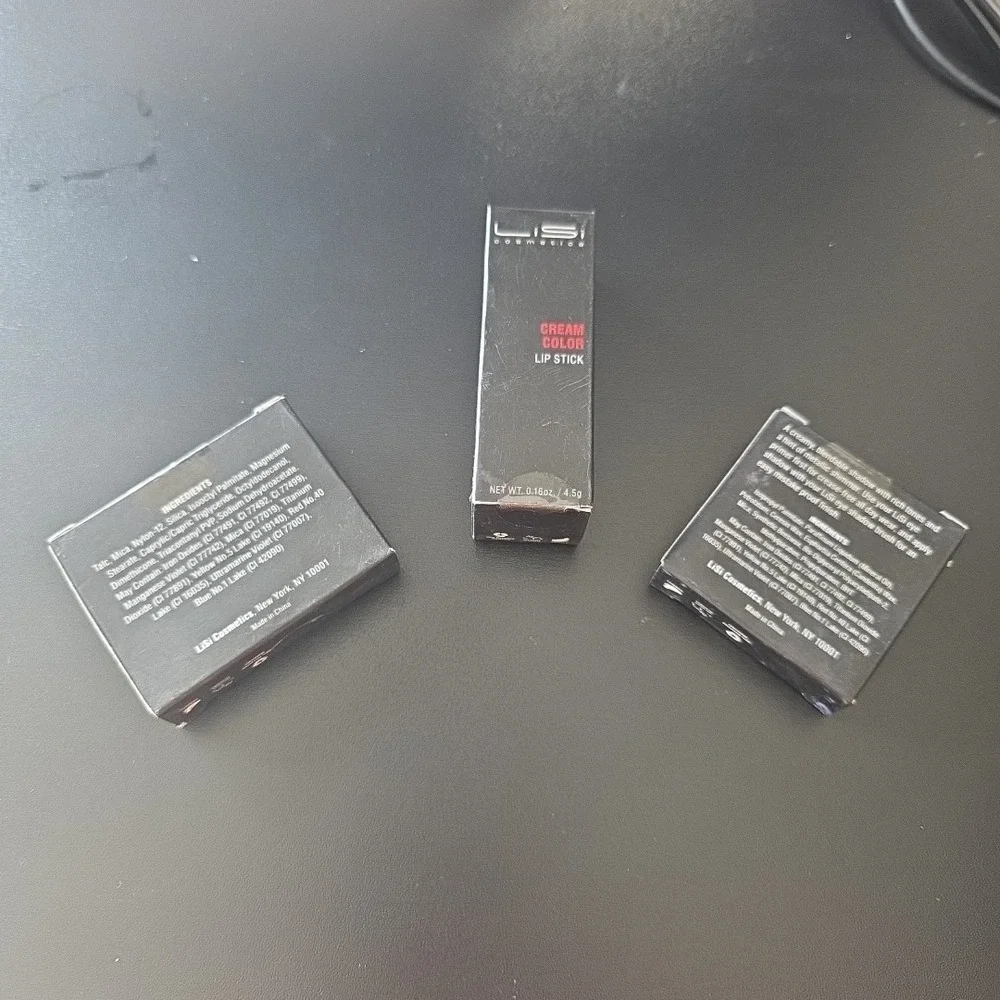 Bundle Of 3 LiSi Makeup Products: 1 Cream‎ & 1 Powder Eye Shadow & Lipstick-NIB